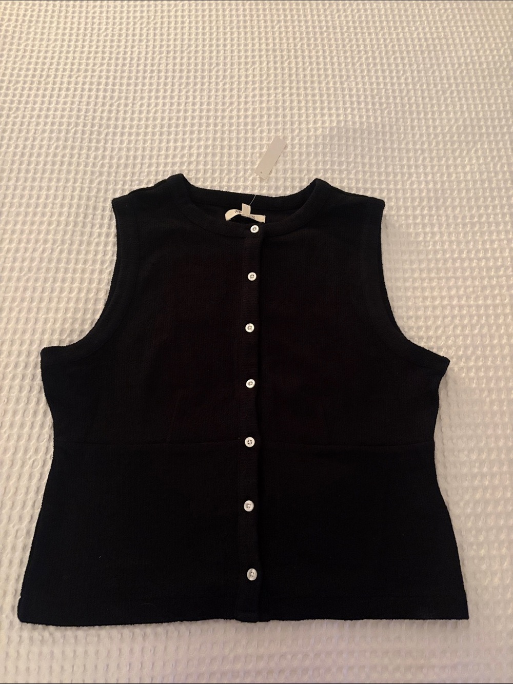 NWT Madewell Black Button-Front Knit Sleeveless Top